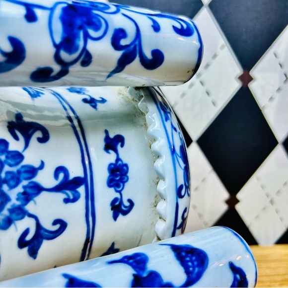 Grand Tulipière 15” Blue & White Chinoiserie Dragon Vase Porcelain Multi-Spout - Picture 13 of 17